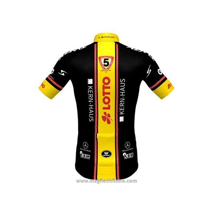 2020 Abbigliamento Ciclismo Lotto-Kern Haus Nero Giallo Manica Corta e Salopette